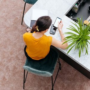 Overhead desk workspace
